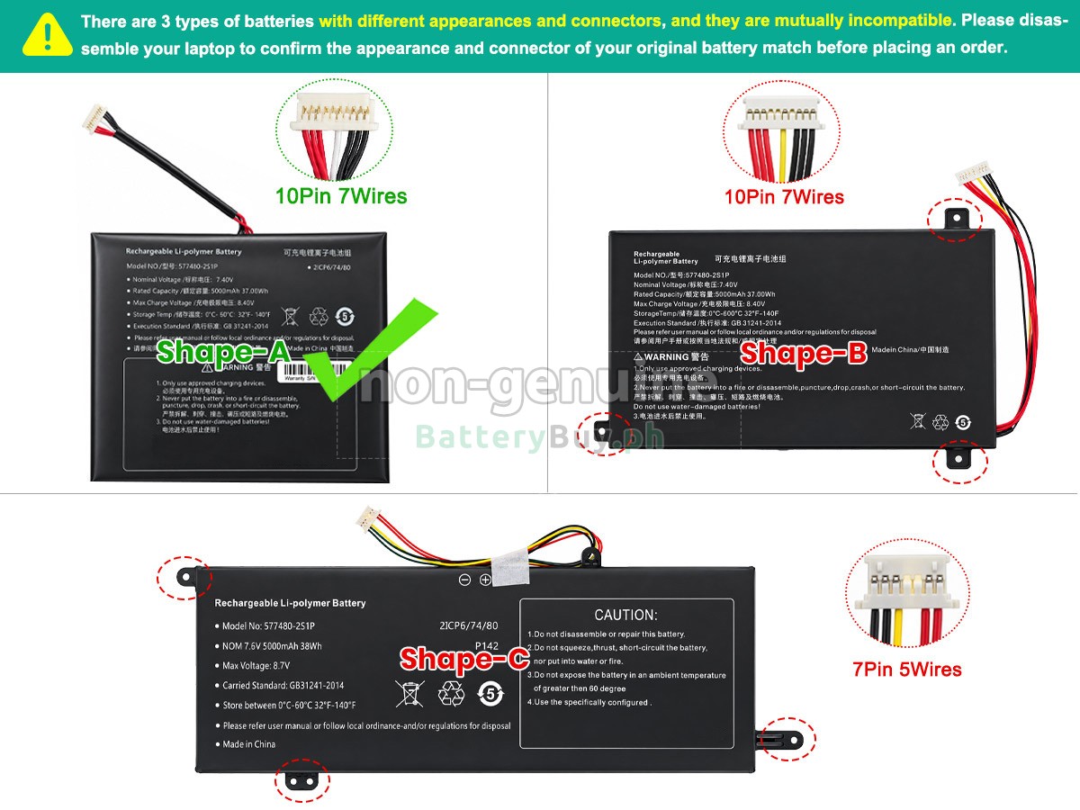 AolsteCell 577480-2S1P Replacement Battery