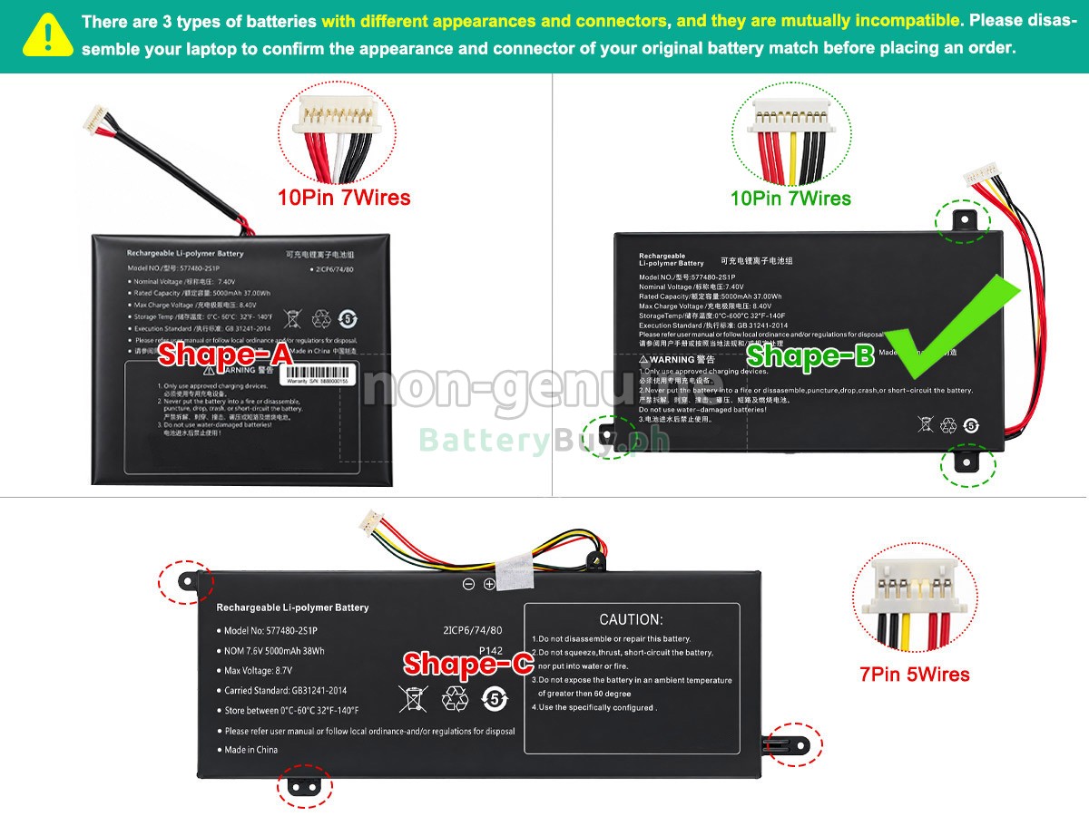 AolsteCell 577480-2S1P Replacement Battery