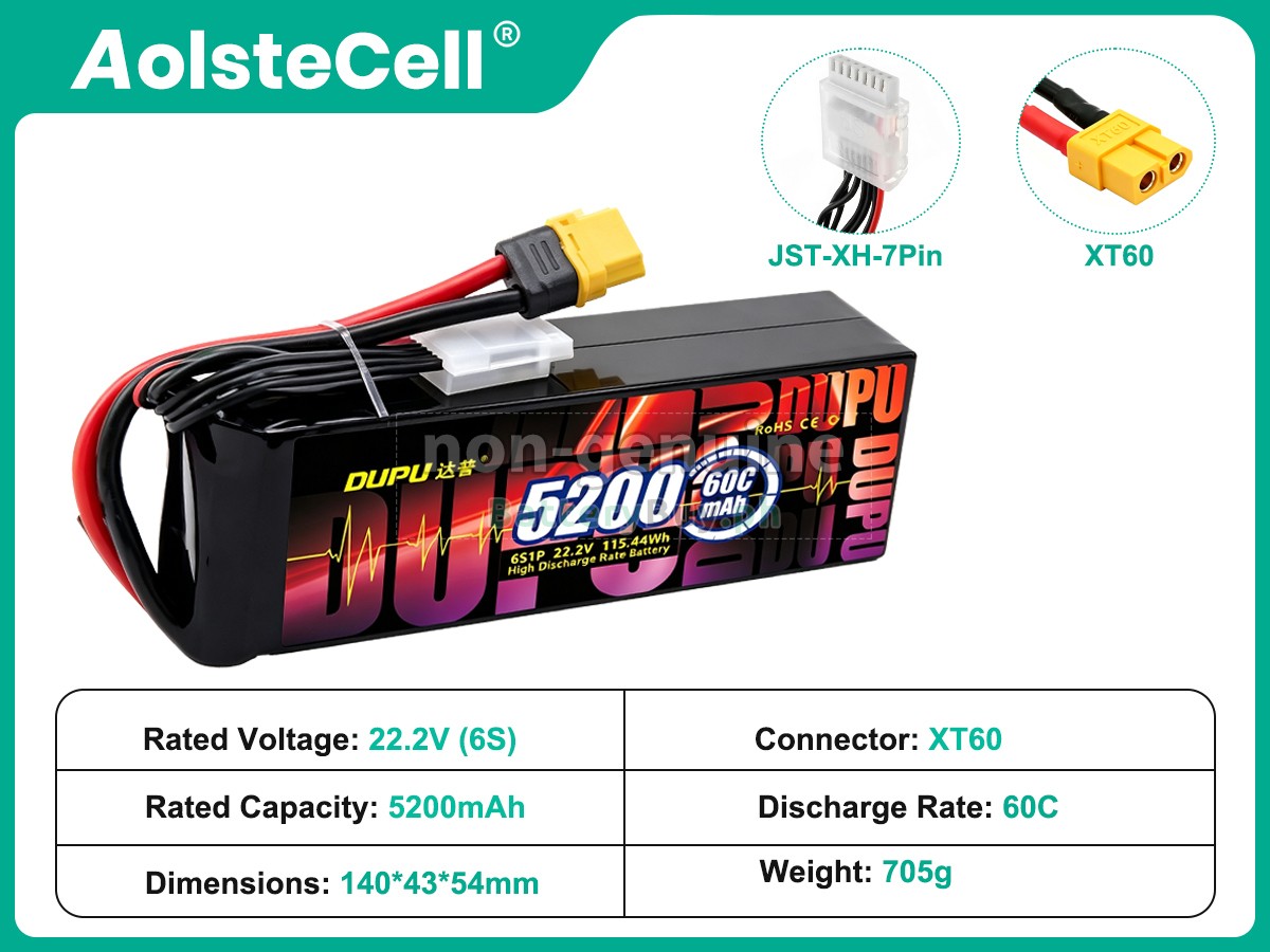 AolsteCell 22.2V 6S 5200MAH 60C XT60 Replacement Battery