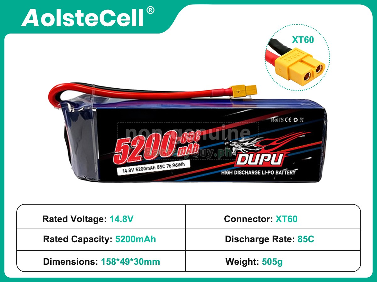 AolsteCell 14.8V 5200MAH 85C XT60 Replacement Battery